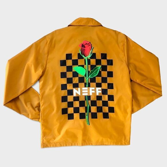 Neff Mustard Yellow Rose Checked Jacket Mens Size M - Picture 1 of 7